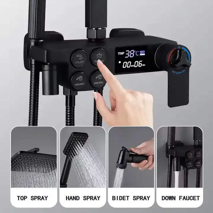 Luxury Modern Digital Shower Set, High Pressure Rain Shower Head, Hotel Grade Brass Bathroom Faucets, Premium Bathroom Sanitary