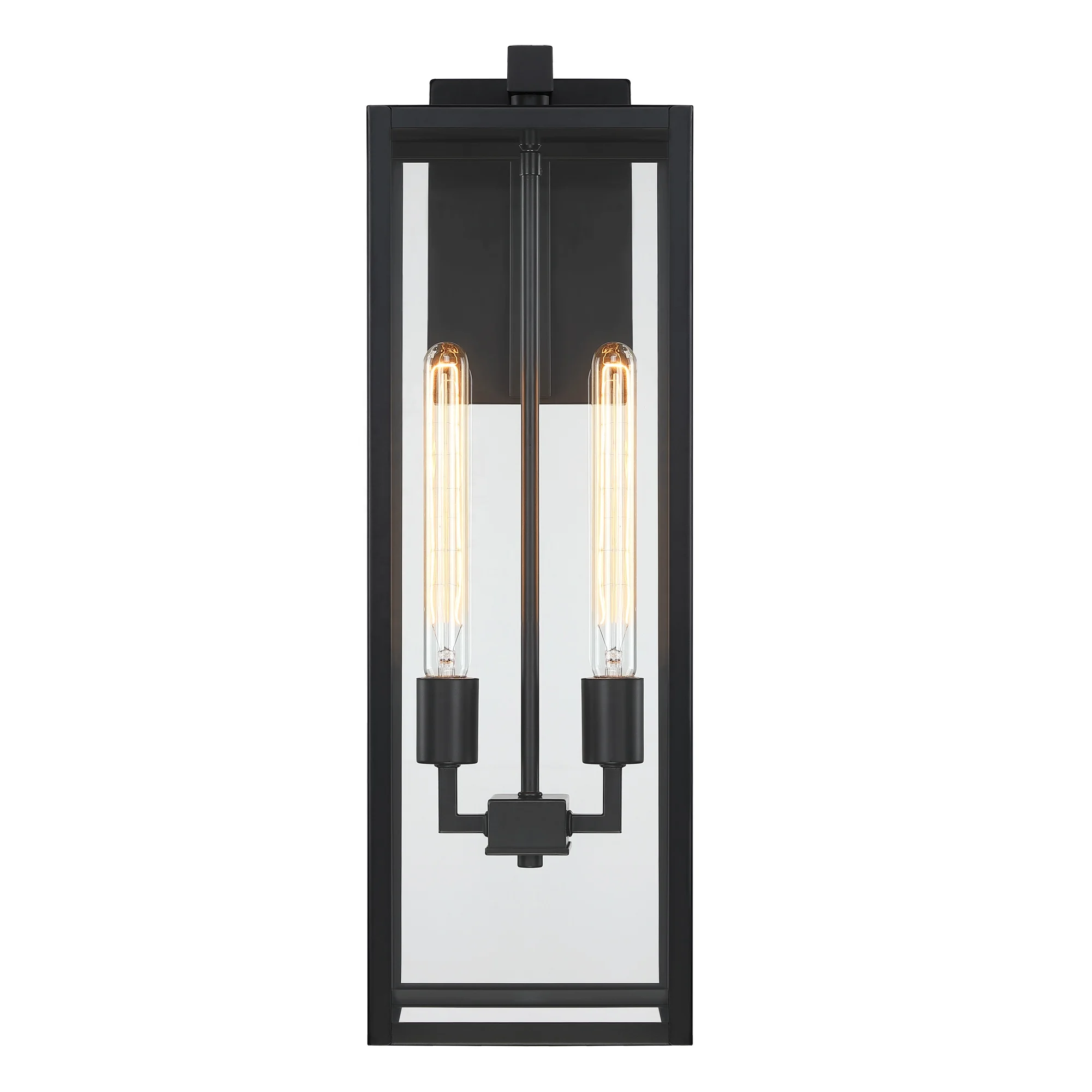 2-Light Outdoor Wall Lantern Waterproof  Black Finish Outside Modern Wall Sconce Light Fixture Patio Front Door Entryway Porch