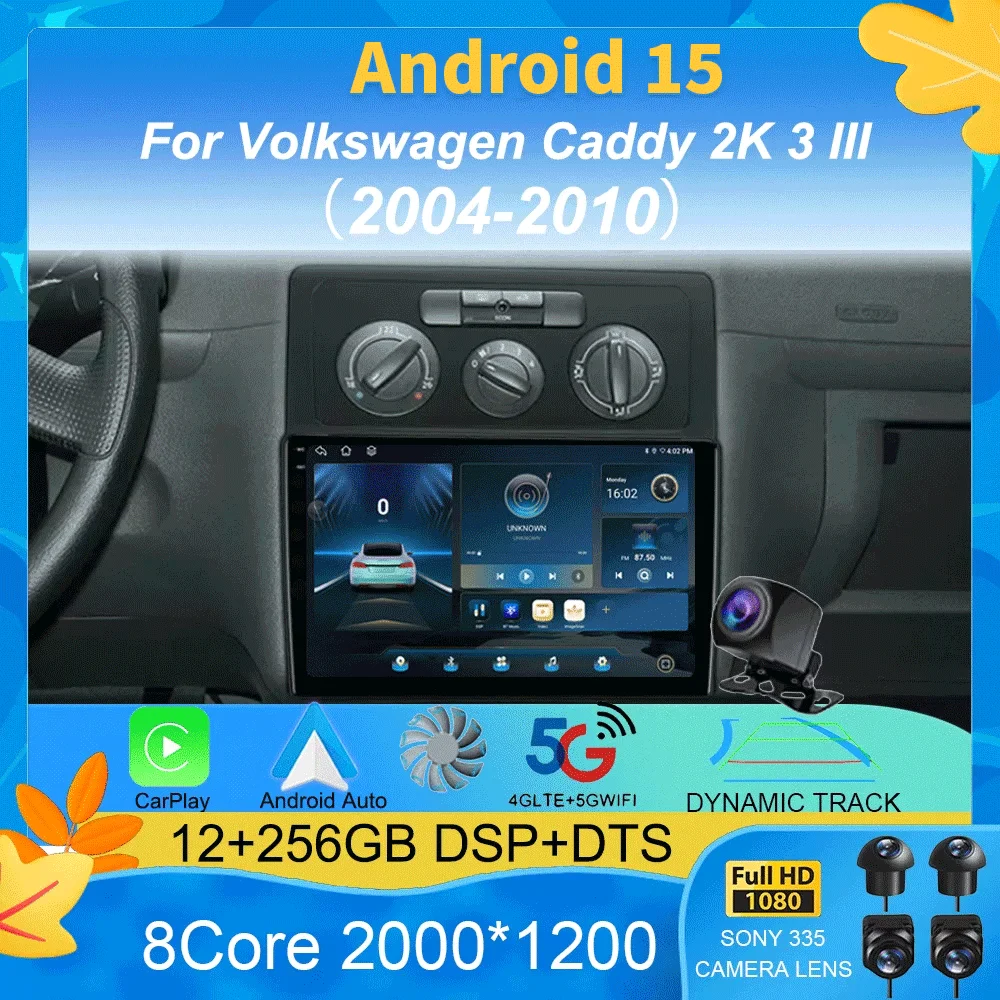 

Car Radio Android 15 Carplay Auto For Volkswagen Caddy 2K 3 III 2004 - 2010 Navigation 2Din DSP Video Player Head Unit BT Stereo