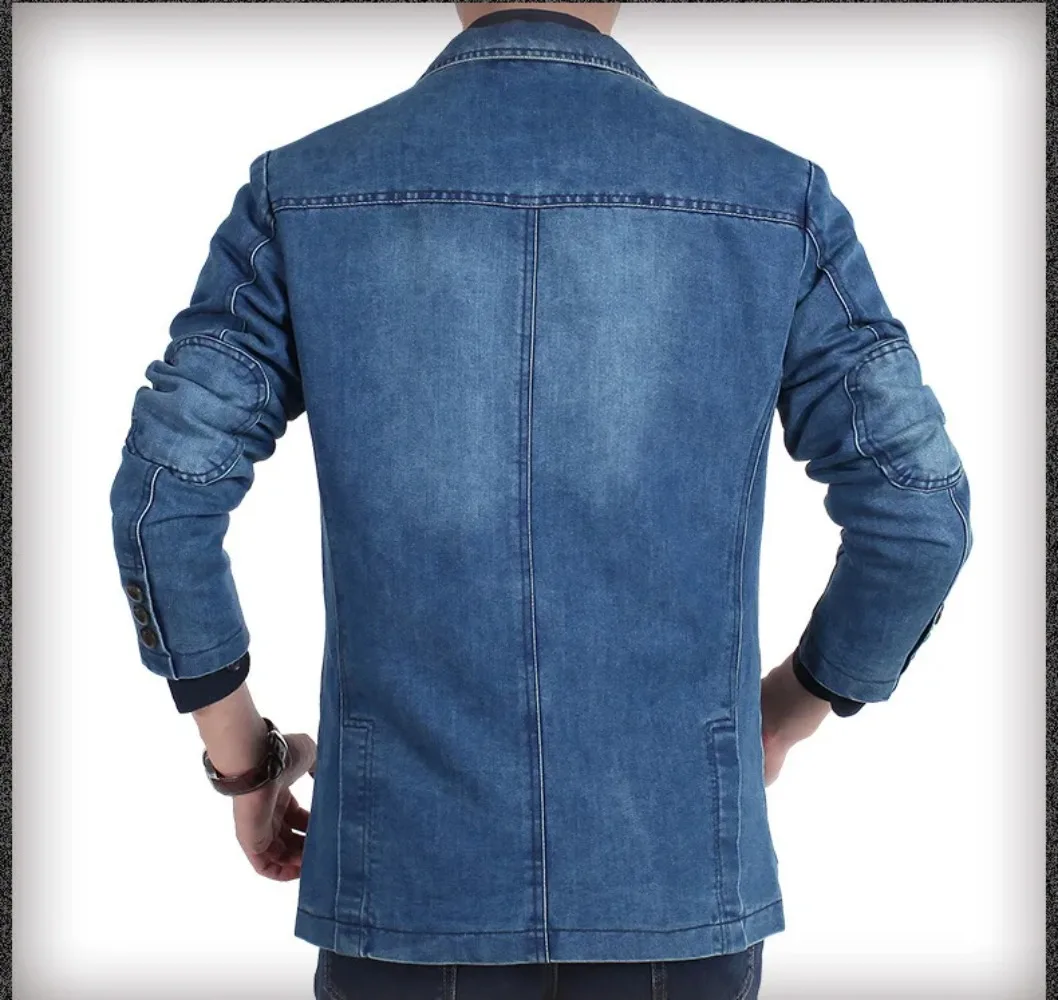 Blazers Men Denim Jacket Suits Coats Single Breasted Turn Down Collar Full Sleeve Casual Regular Coat Button Blazer Jackets