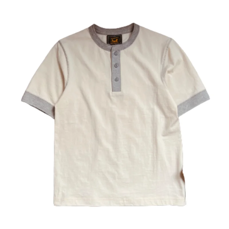 

Men's Henley Shirt Short Sleeves Vintage Casual Summer Workwear