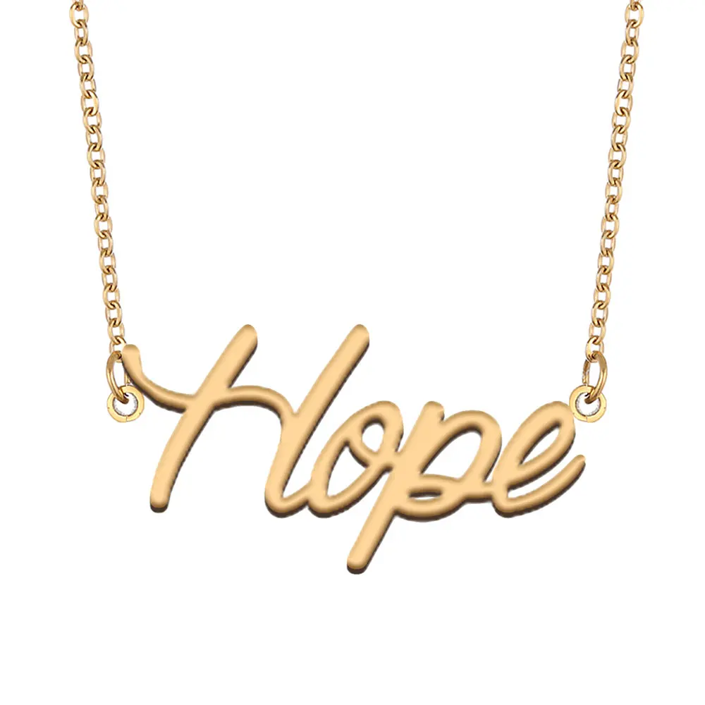 

Hope Name Necklace for Women Stainless Steel Jewelry Gold Color Nameplate Pendant Collares Para Mujer Letters Choker