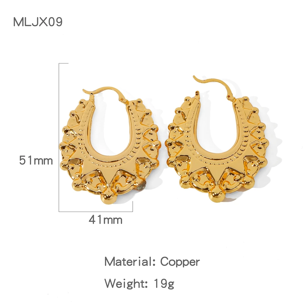 HONGTONG U-Shaped Geometric Round Bead Earrings For Women Charm Jewelry 18k Gold Plated Copper Trendy Drop Earring Party Gifts