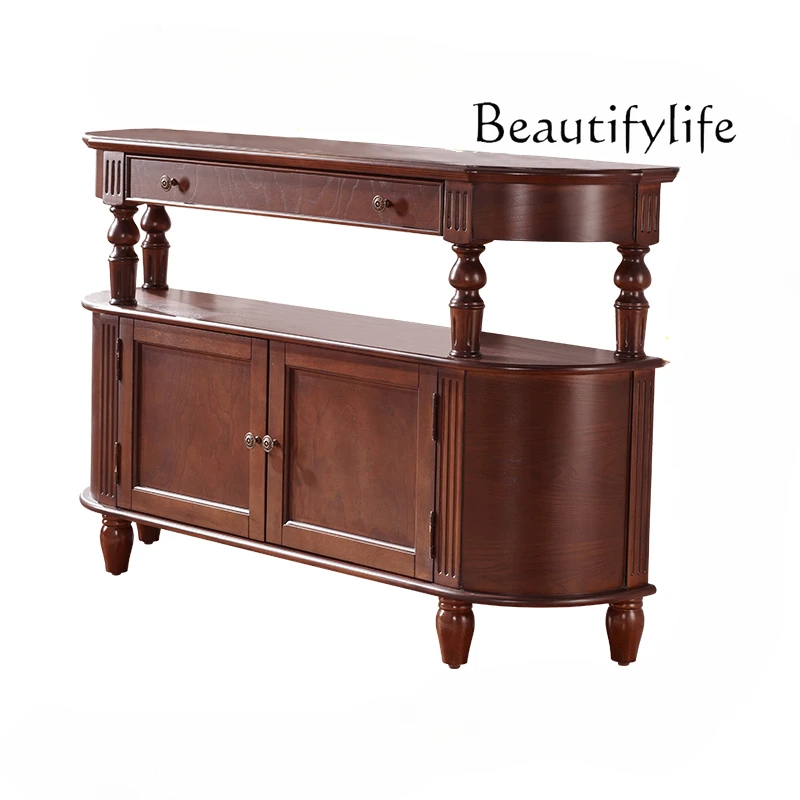 

American Style Solid Wood Sideboard Entrance Cabinet Curio Cabinet Wall European Restaurant Semicircle Corridor Light Luxury