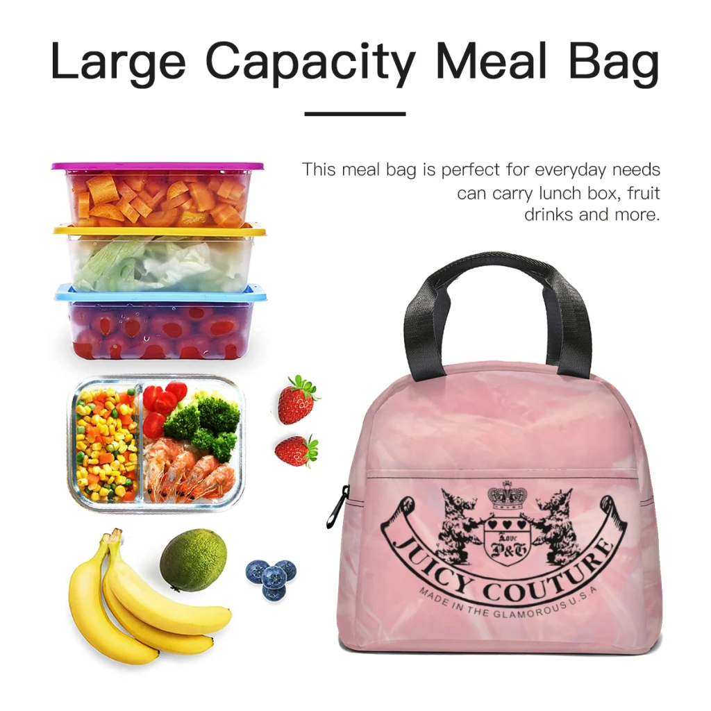 Hot-Sale-Like-Juicy-Couture-Style Lunch Box Women Multifunction Cooler Thermal Food Insulated Lunch Bag Kids