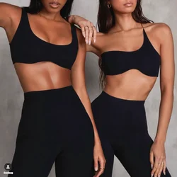 Ropa interior de Yoga de una sola correa elástica de tela suave, dobladillo curvo, Top de Fitness, secado rápido, soporte ligero, Sujetador deportivo para Pilates