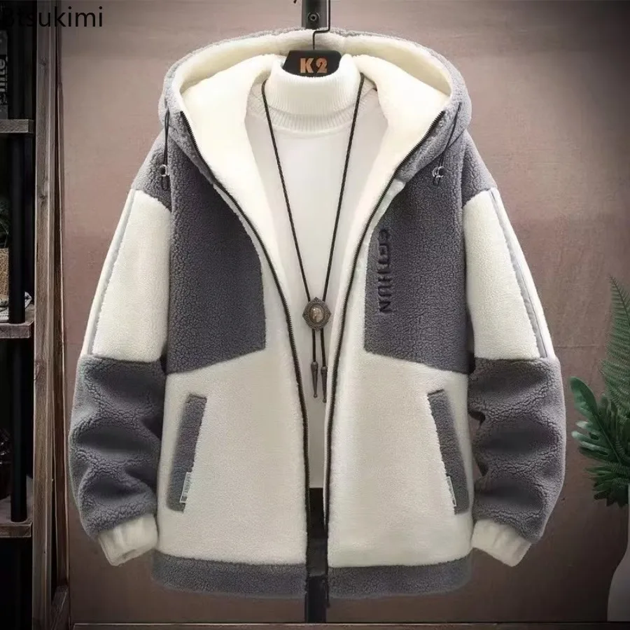New 2025 Winter Men's Loose Oversized Hooded Jackets S-8XL Fashion Streetwear Thickened Jackets Casual Men Clothing Warm Coats
