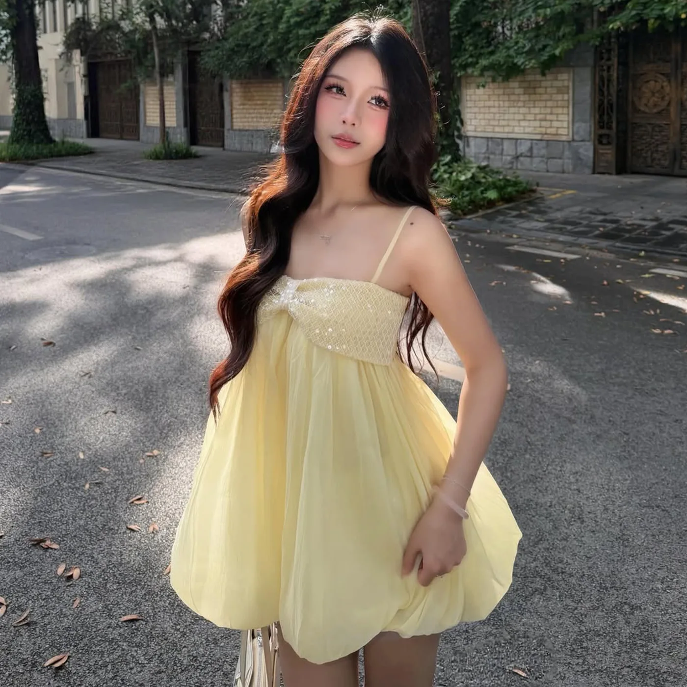 Wrap Blouse Chiffon - Tatlı Parlak Pullu Göğüs Dekolteli Gevşek