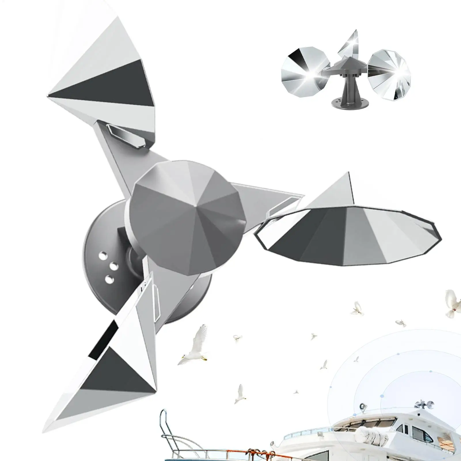 Rotating Sparrow Reflective Prevention Device Bird Scarers for Outside Bird Mirror Reflectors for Garden Outdoor Backyard Porch - view 2