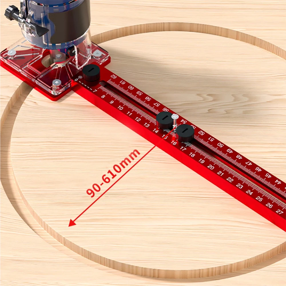 4-in-1-多機能キャビネットハードウェアジグルーターガイド、9-61cm半径の円形切断と溝切りブラケット付き、木工用