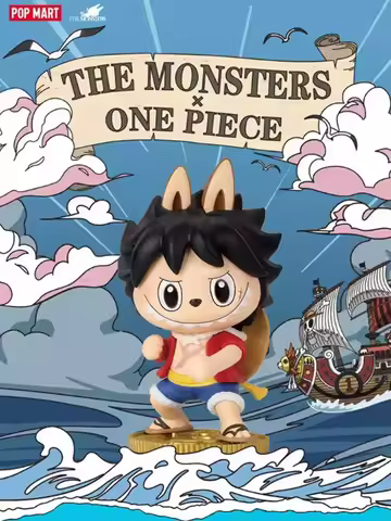 Popmart The Monsters×One Piece Handheld Blind Box Labubu Surprise Gift Cartoon Exquisite Desktop Model Ornament Mystery Box Toys