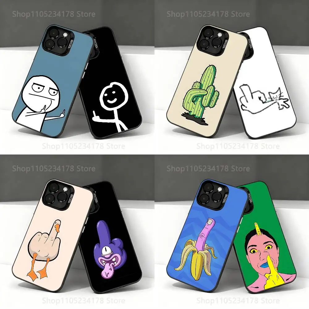 

Funny M-Middle Finger Phone Case For iPhone 17,16,15,14,13,12,11,Pro,Max,Plus,E,Air,Mini Black IMD Cover