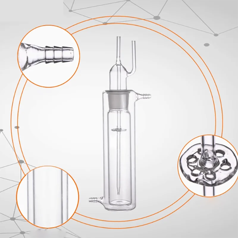 Heat-resistant jacketed glass test tube air release value is used to separate mist air glass test tube with circulating water