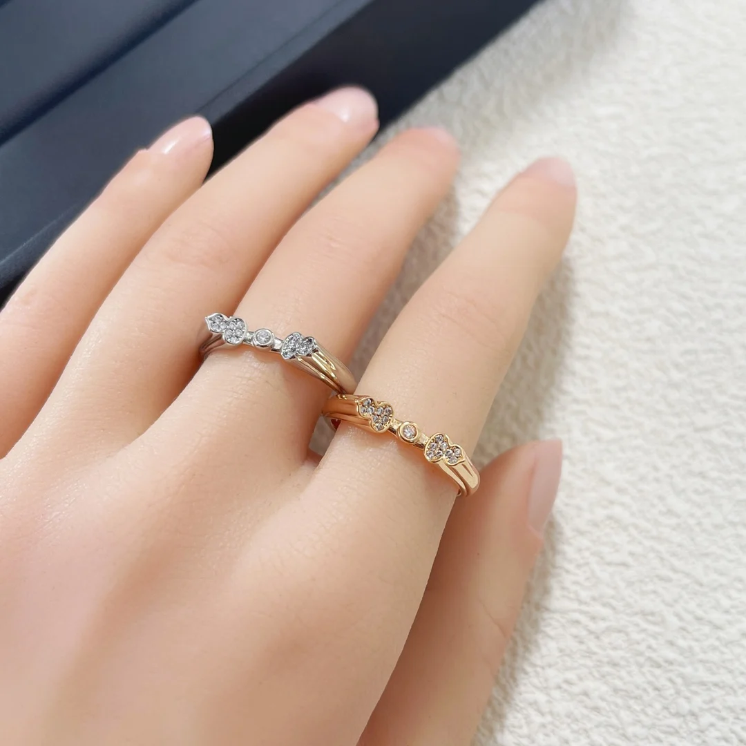 S925 Pure Silver Kirin Ring New Product Mini Double Gourd Diamond Set Ring