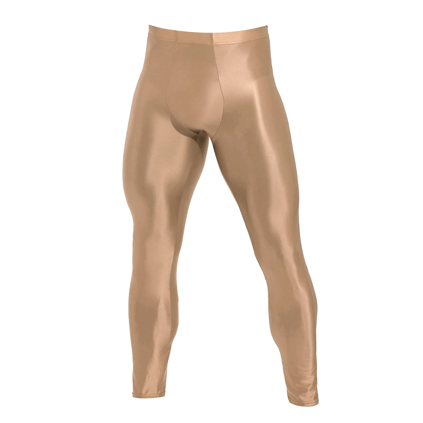 Leggings skinny da uomo Vita elastica Collant da ginnastica lucidi Pantaloni a compressione Pantaloni da allenamento fitness per feste in piscina in spiaggia