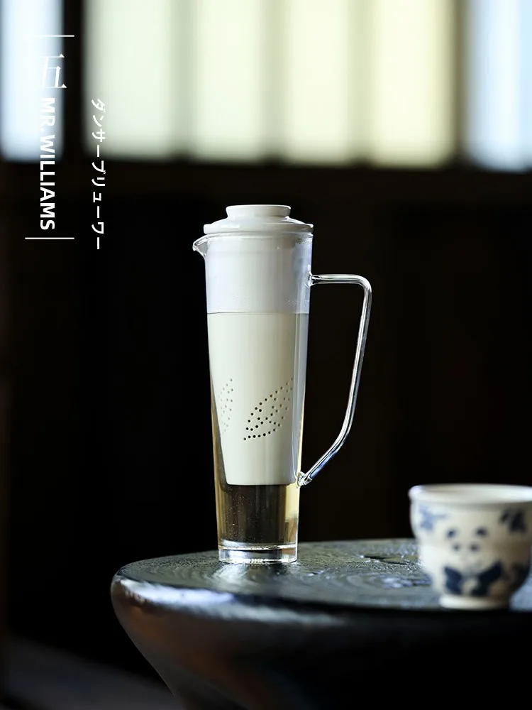 

Heat Resistant Glass Tea Brewing Pot with Filter Tea Cup Separation Tea Set Handmade Tea ing Tool 200mL Capaci