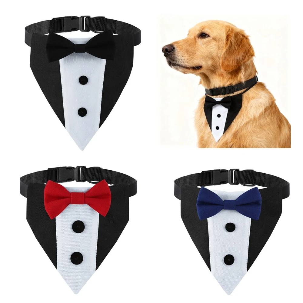 

Dog Bow Tie Collar Triangular Bandage Adjustable Formal Puppy Fake Suit Ties Triangle Neck Wear Pet Dress-up Cosplay Party