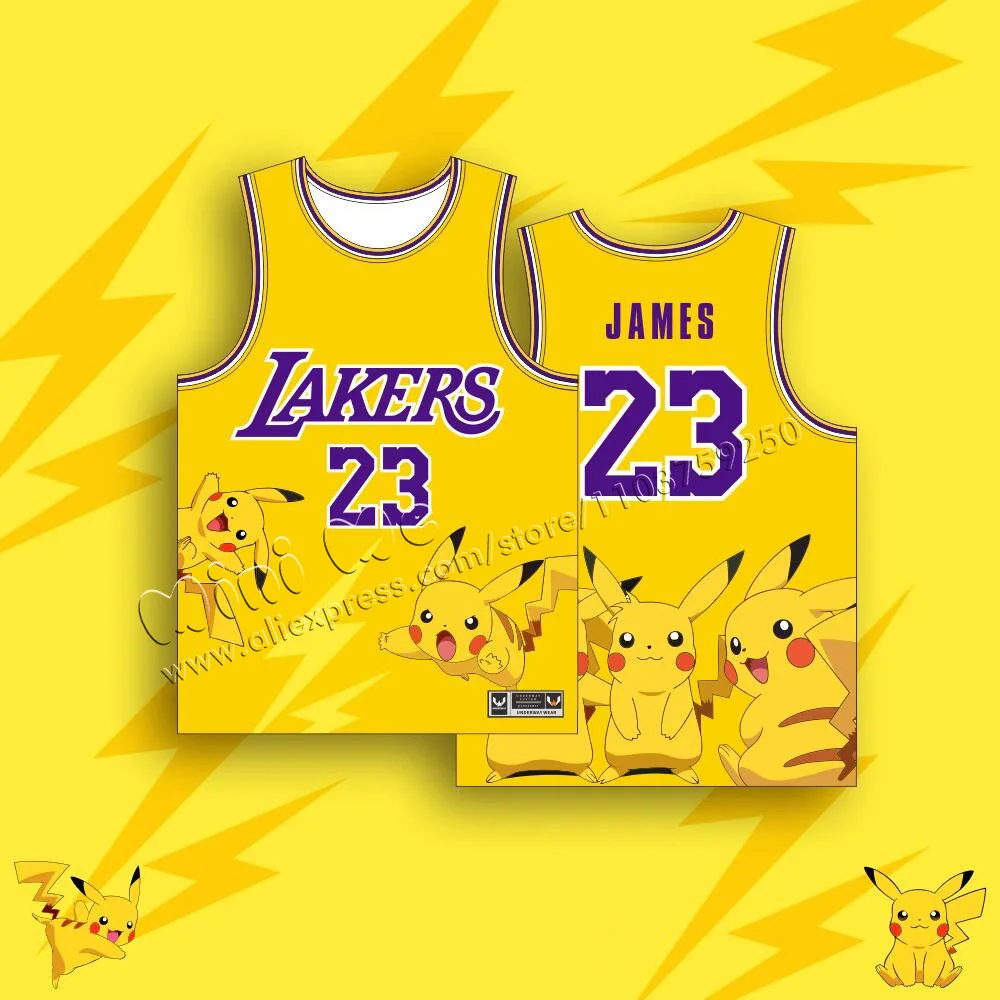 Summer New Hot Sale James Sleeveless Jersey Laker Men's T-Shirt Breathable Kid MINISO Pokemon Pikachu Quality Children's Unisex