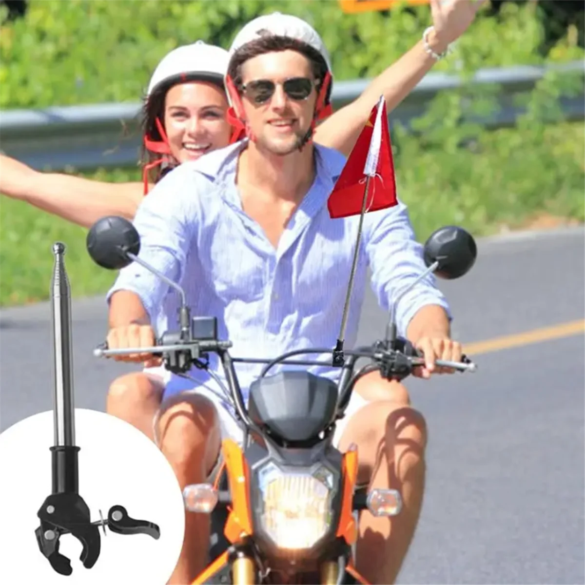 1.2 متر تلسكوبي سارية علم الفولاذ المقاوم للصدأ القطب العلم يلوحون سارية العلم سارية علم حامل سيارة لسيارة شاحنة قارب مركبة HOT