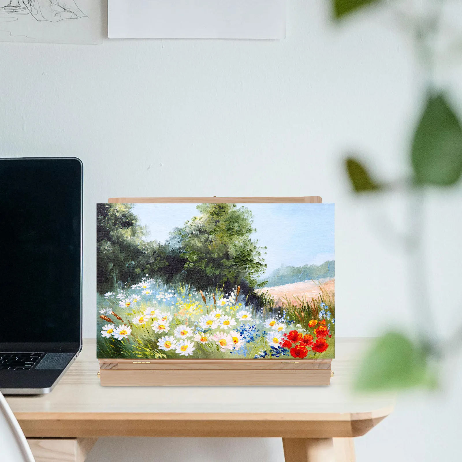 Portable Sketch Easel Wood Drawing Easel with Storage Drawer Thick Sturdy Surface Fits Multiple Media Sizes Outdoor Studio