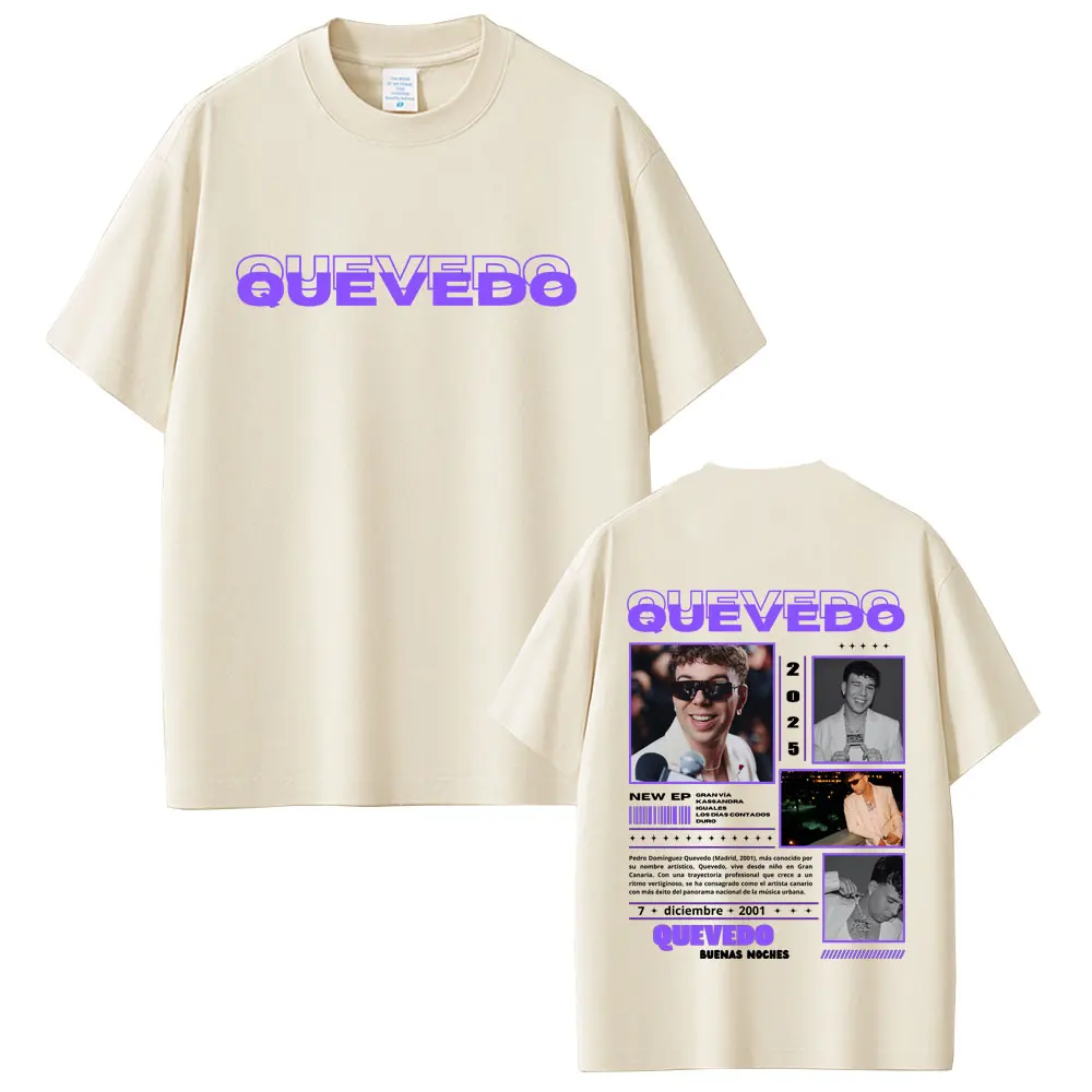 

Rapper QUEVEDO 2025 BUENAS NOCHES Tour T-shirts Men Women Clothing Fashion Hip Hop Oversized T Shirt Casual Cotton Retro T-shirt
