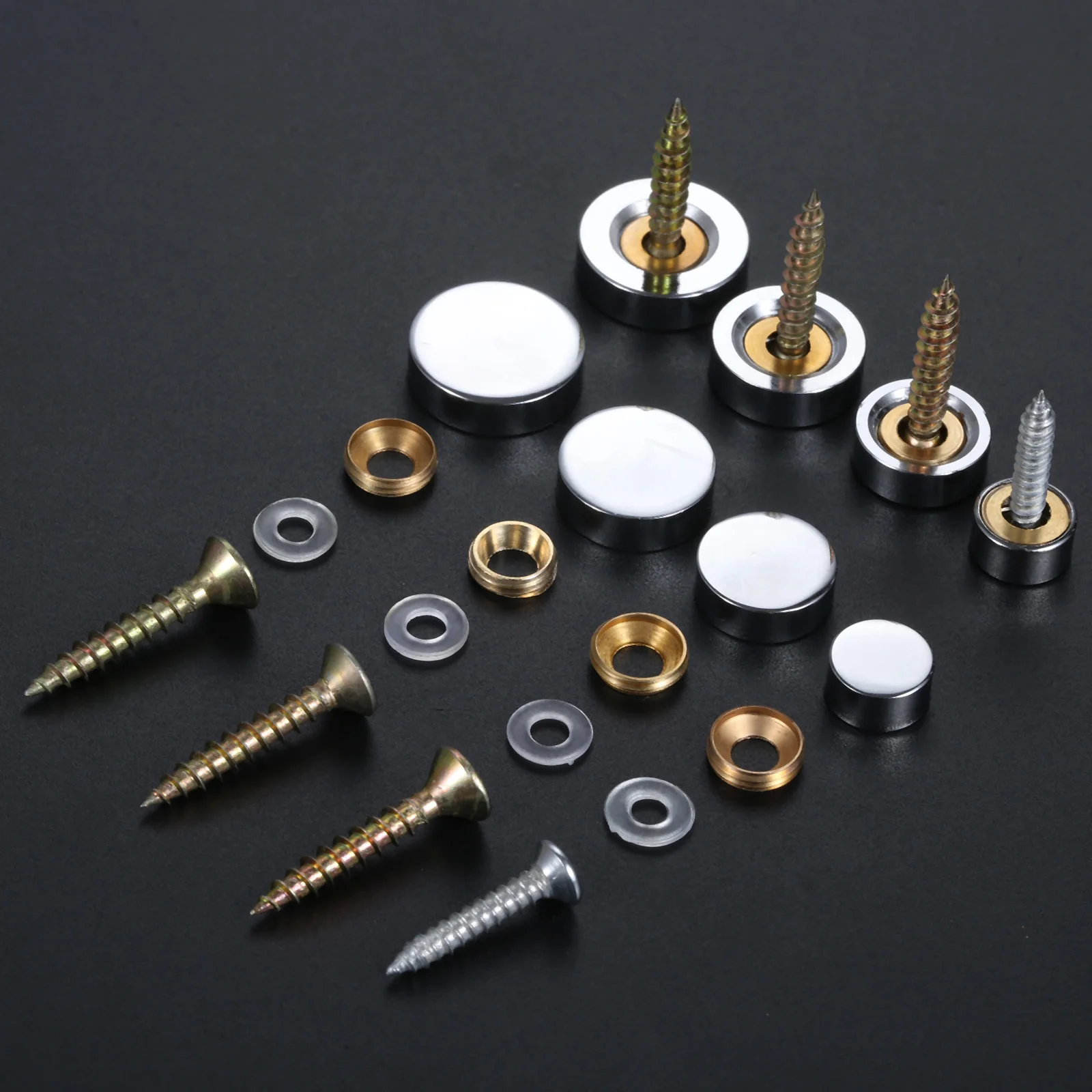 8 Sets 10/14/16/18mm Sign/Advertising Nails Decorative Mirror Screw Cap Nails Screw Covers w/screw+Washer Furniture Hardware