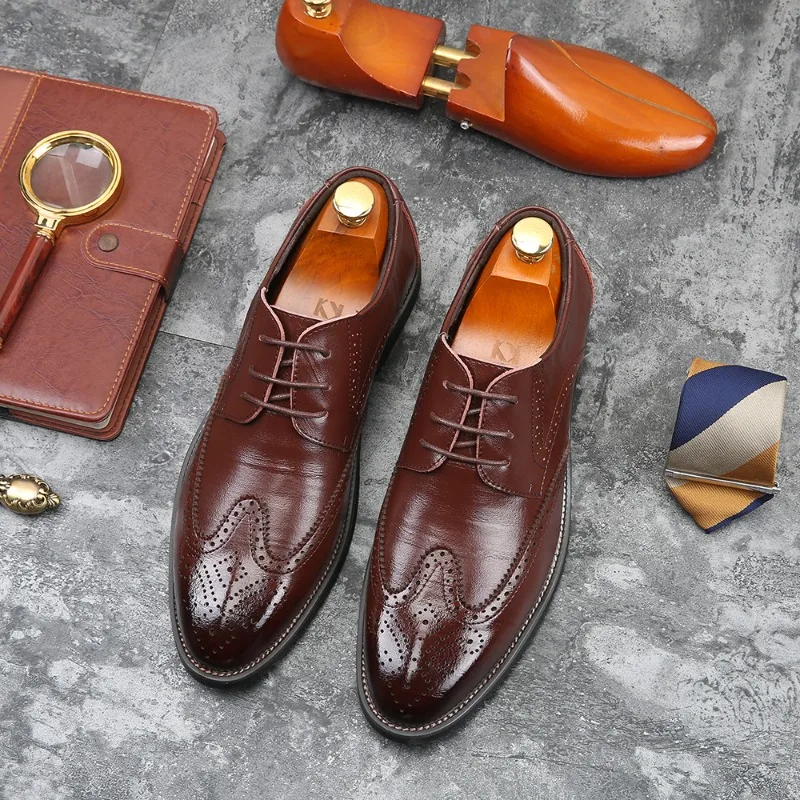 

Handmade Men's Oxford Shoes Designer Brogue Men Leather Shoes Luxury Fashion Wedding Shoe Business Office Men's Shoes Size 38-47