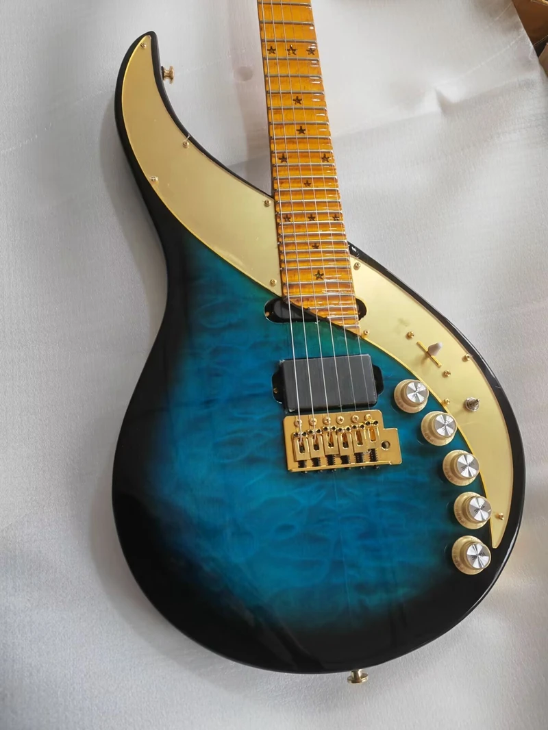 Esdoorn Toets Ster Inlays 29 Frets Elektrische Gitaar Sky Iii Gitaren Geschulpte Hals Blauwe Blackening Body Custom Gitaar