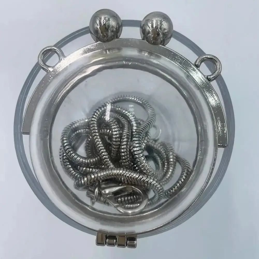 عرض المجوهرات شفافة كريستال الكرة حقيبة شبه دائرية صندوق مجوهرات صغير المفاتيح الحد الأدنى حقيبة للتخزين حقيبة سفر قلادة