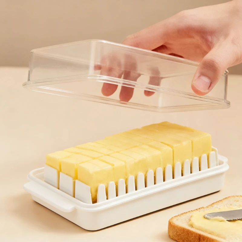 Butterdose mit Deckel, Aufbewahrungsbox, Kühlschrank-Butterbehälter mit Transparenter Abdeckung für Küchen-Lebensmittelaufbewahrung