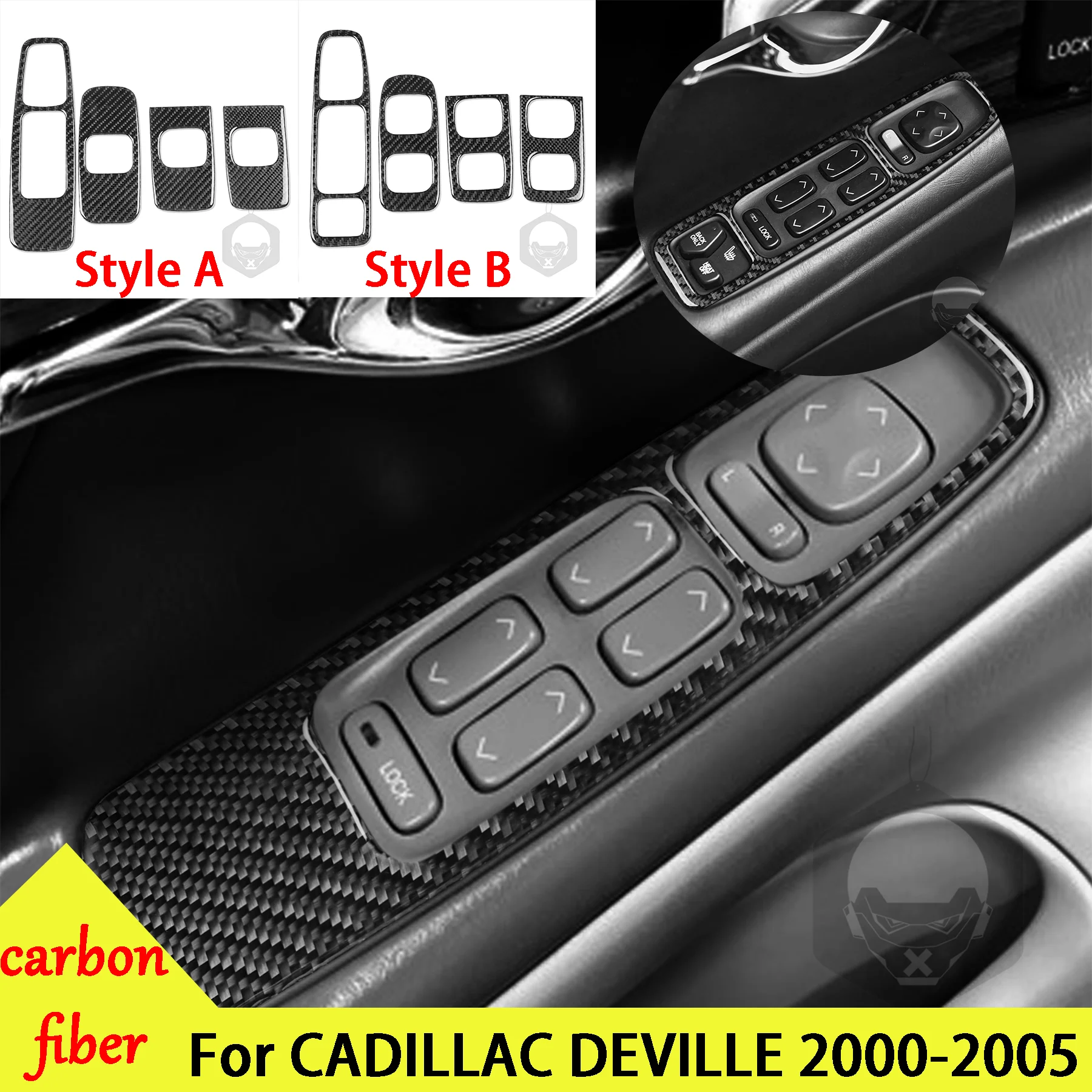 FOR CADILLAC DEVILLE 2000 2001 2002 2003 2004 2005 Car Carbon Fiber Interior Accessories Rear Door Window Lifting Panel Sticker
