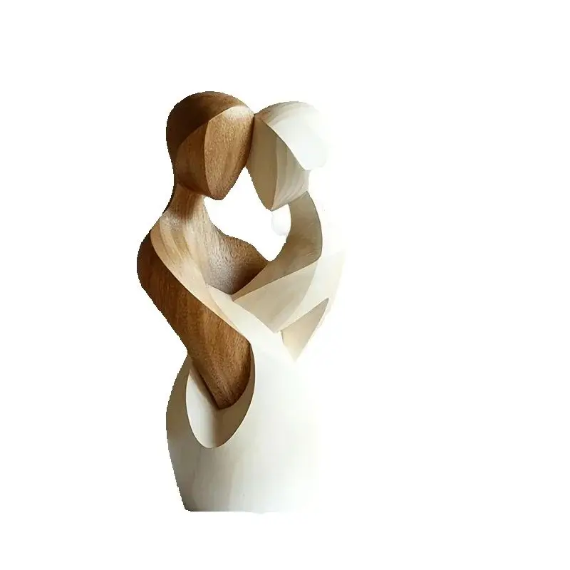 

Modern Home Decor 2D Flat Elegant Wooden Couple Statue Artificial Wood for Living Room Bedroom or Office Sculpture Decoration