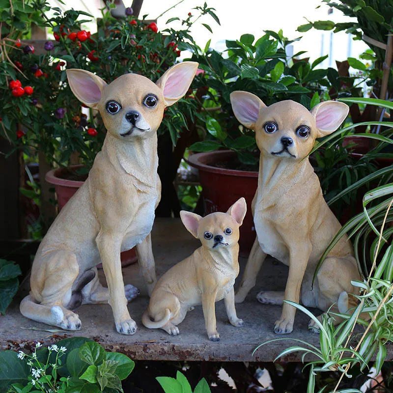 Estatuas modelo de Chihuahua para perro mascota, adornos de resina de perro animal simulado, mueble de TV para jardín y Villa, mueble de vino, decoraciones para perros falsos