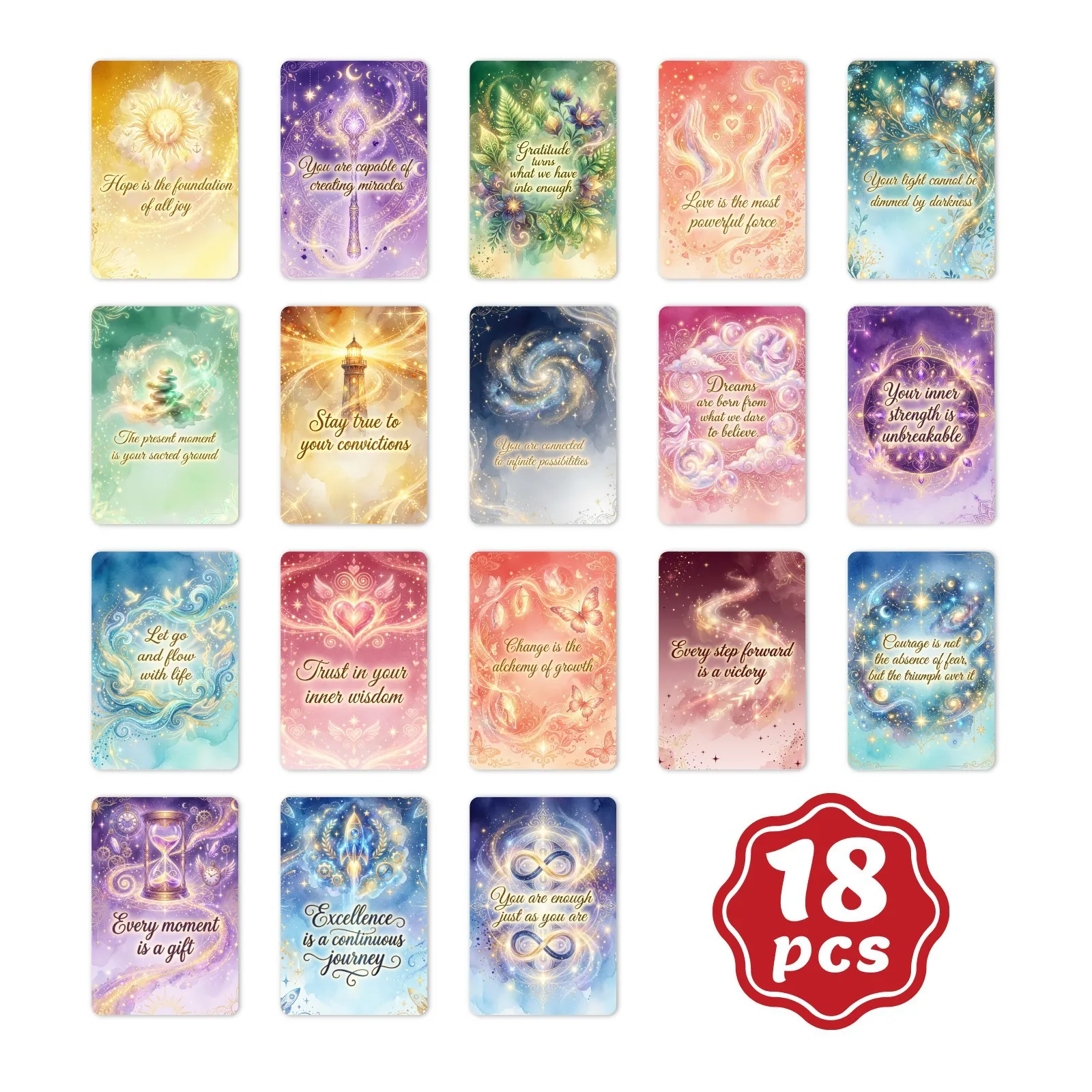 

Colorful Fantasy Word Cards English Inspirational Quotes Positive Energy Desktop Decoration Greeting Card for Gifting Writing