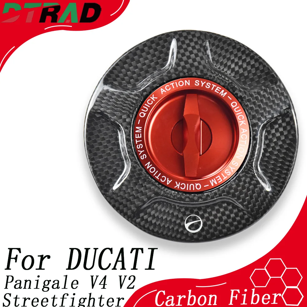 ل DUCATI Panigale/Streetfighter V4 V2 2025 2026 ألياف الكربون الإفراج السريع الوقود حشو قبعات دراجة نارية بدون مفتاح غطاء خزان البنزين