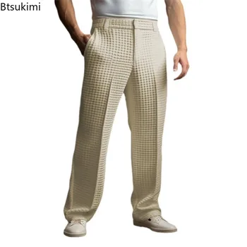 New 2026 Men's Elegant Waffle Suit Pants Solid Loose Straight Trousers Business Social Dress Pants Casual Vacation Pants for Men 6 New 2026 Men's Elegant Waffle Suit Pants Solid Loose Straight Trousers Business Social Dress Pants Casual Vacation Pants for Men 6