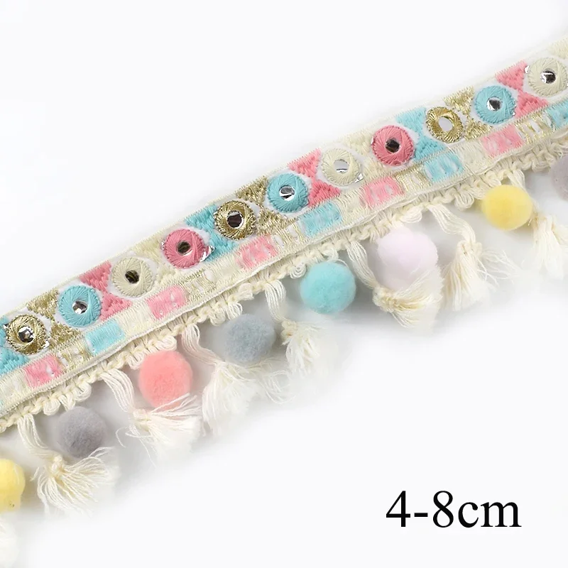 1/2meter meetee Pompom Trim Ball Quaste Spitze Stoff Baumwolle gestrickt Perlen band DIY Handwerk Home Decoration Näh zubehör
