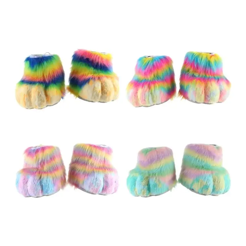 

652F 1Pair Halloween Cosplay Costume Accessories Cats Wolf Dog Foxes Fursuit Feet Paws Claw Shoes Furry for Adults