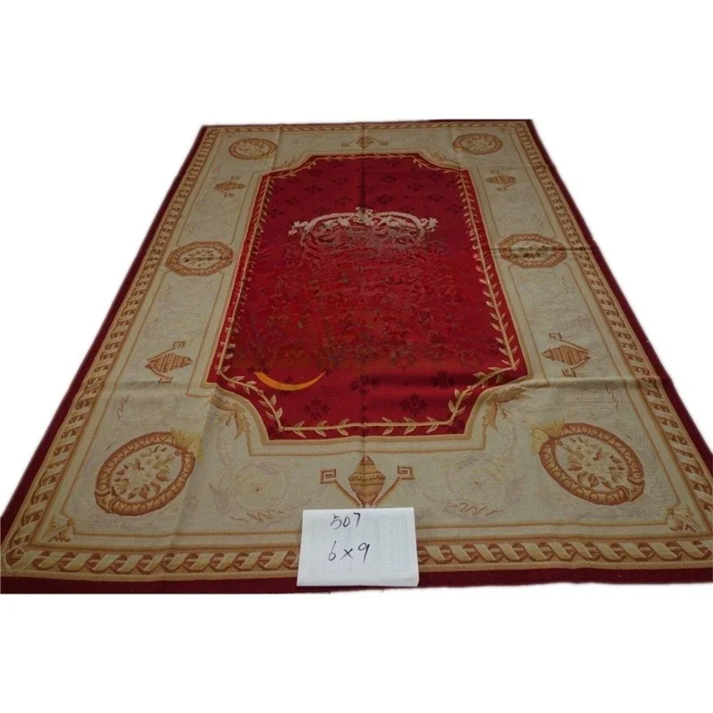 Gobelin carpet, handmade wool silk mixed material French style, baroque bedroom strip decoration