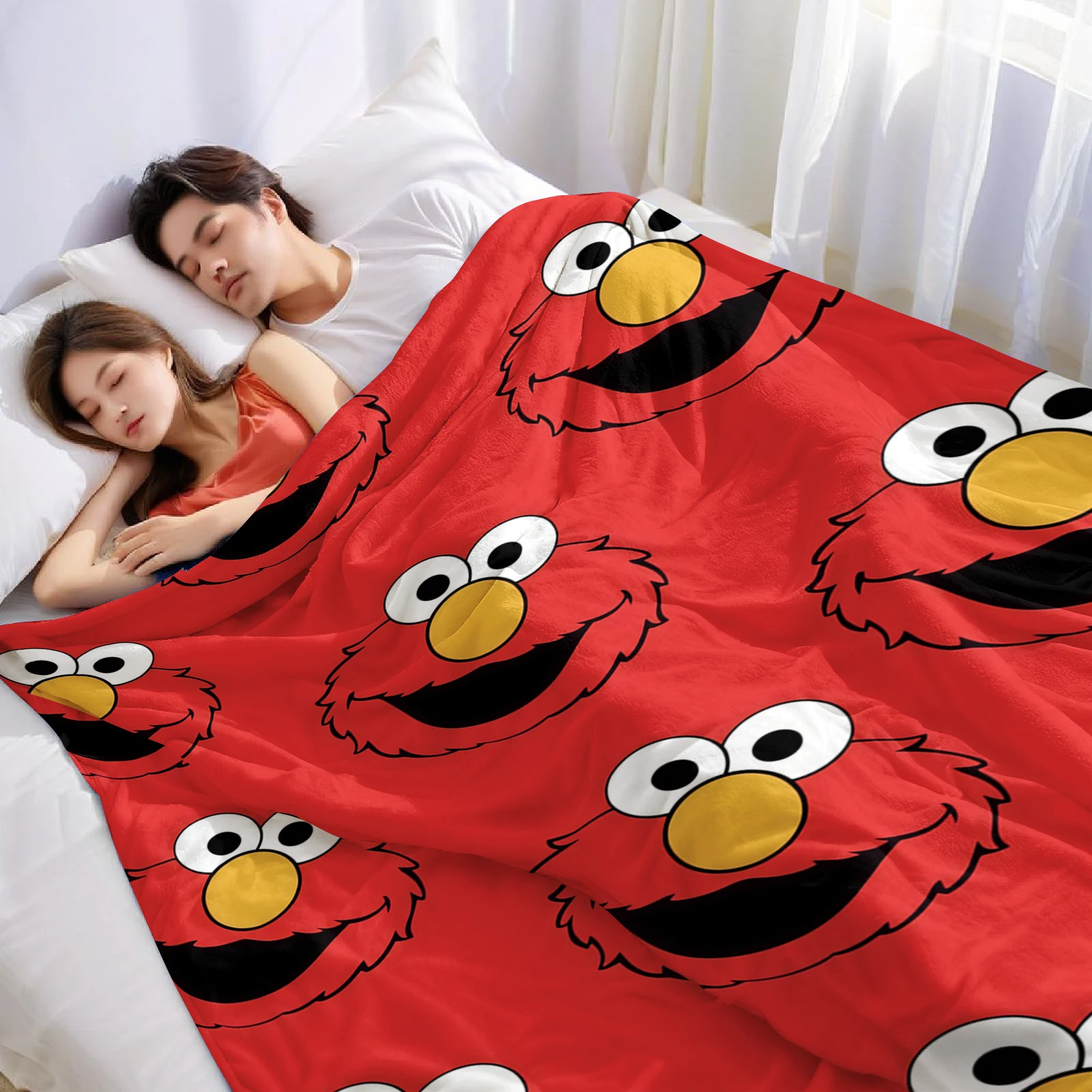 Elmo Face Cartoon Anime Print  - Christmas Throw Blanket ulasan dan harga