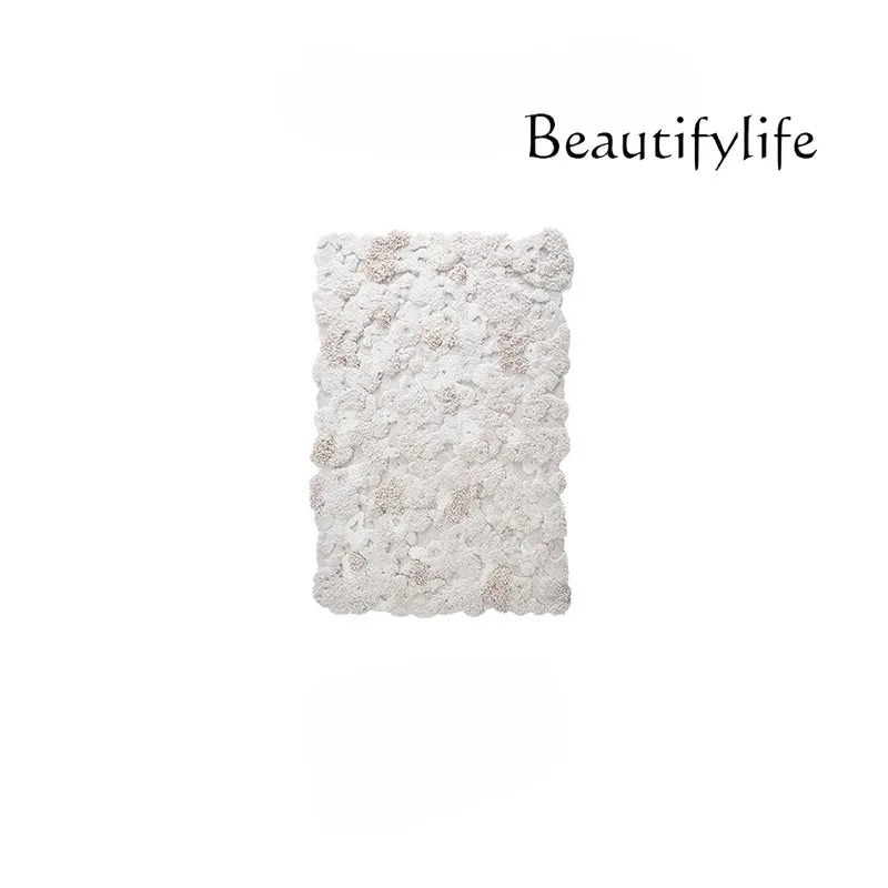 Simple finishing touch! Hand-woven irregular carpet wool | Plain minimalist light luxury living room coffee table mat