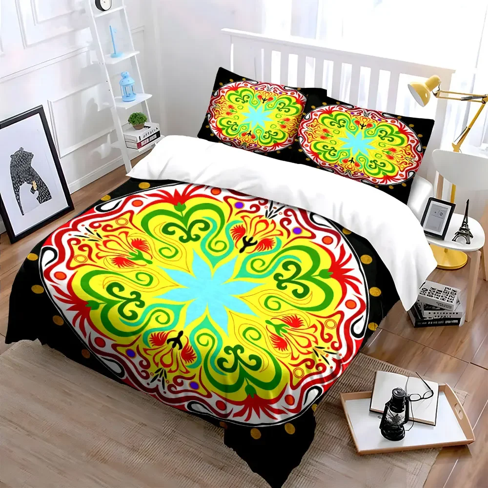 Colorful Mandala Three-Piece Set Decor Soft Comfortable Duvet Cover Bedding Set Included 1*Duvet Cover & 2*Pillowcases, gift