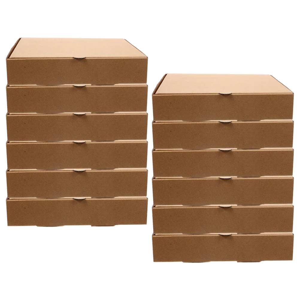 12 Pcs Pizza Mini Box Take Out Container Pie Portable Boxes Light Brown Practical