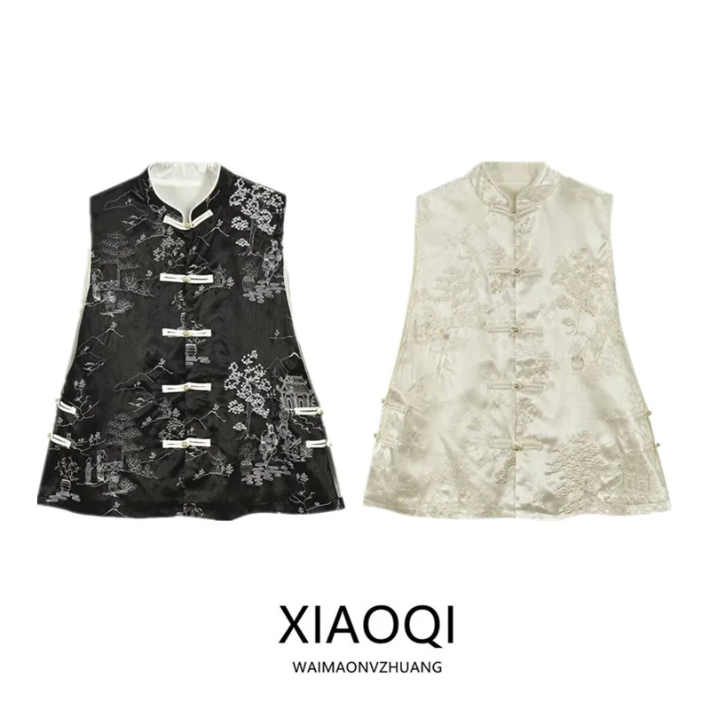 

Ele вышитый тяжелый рабочий слив 2024, весна-лето, новый женский дизайнерский жилет, универсальный утягивающий национальный жилет