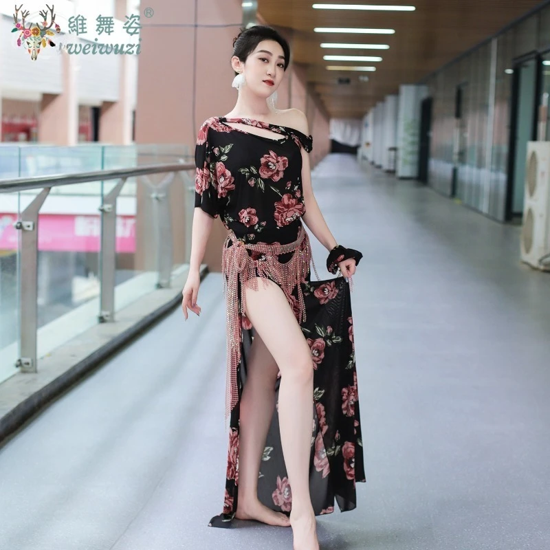 ベリーダンス服女性のソフトで快適な水糸プリントドレスオリエンタルダンス Saidi Shabbi Baladi パフォーマンス服
