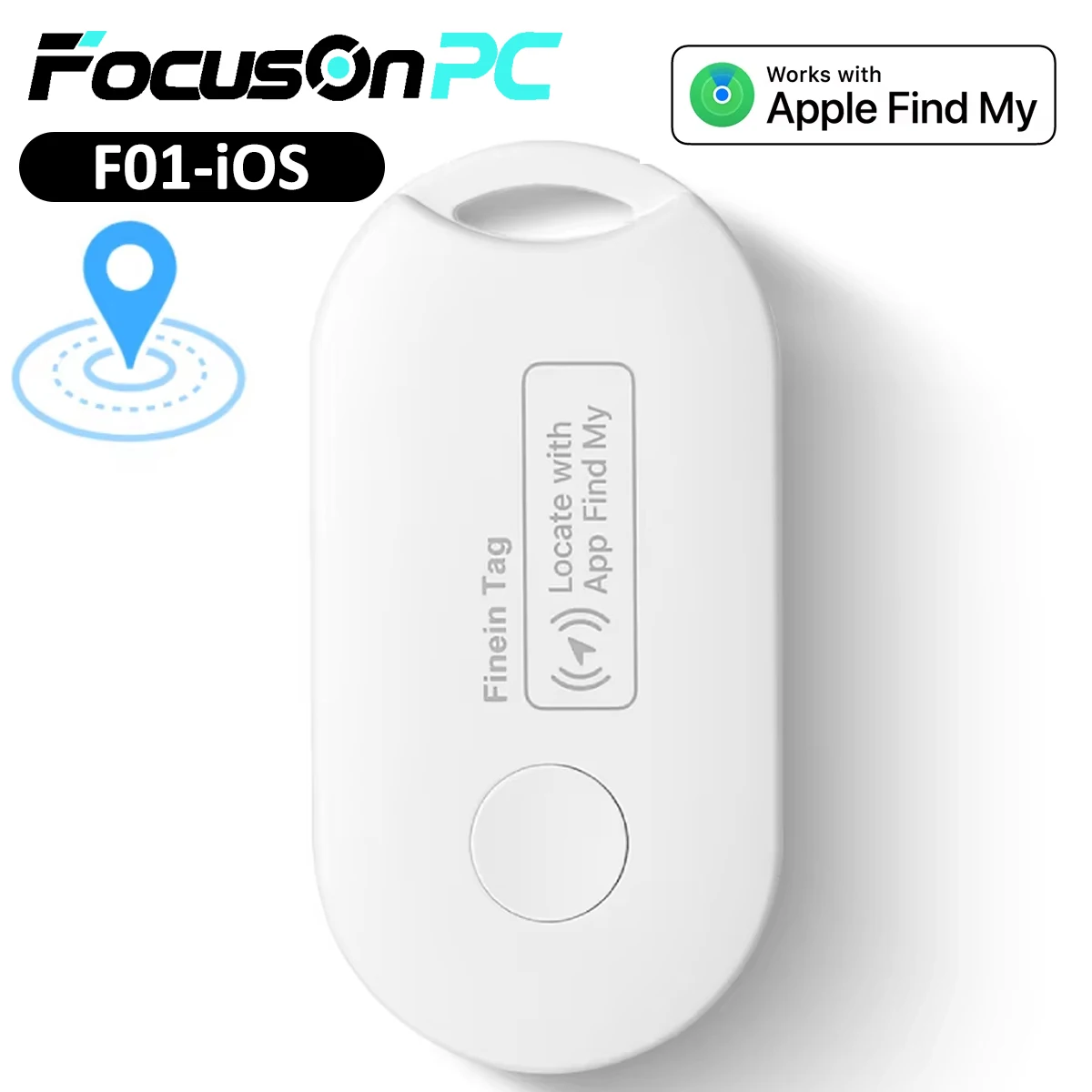 FocusOnPC Mini Smart Tag Global Locator Works with iPhone Find My App Anti Lost Reminder Tracker Key Finder for Car Wallet