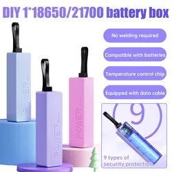 DIY TYPE-C 1 Section 1x18650/21700 DIY Battery Box USB Hanging Rope Mobile Power Supply Mini Phone TYPE-C Power Bank Kit Storage