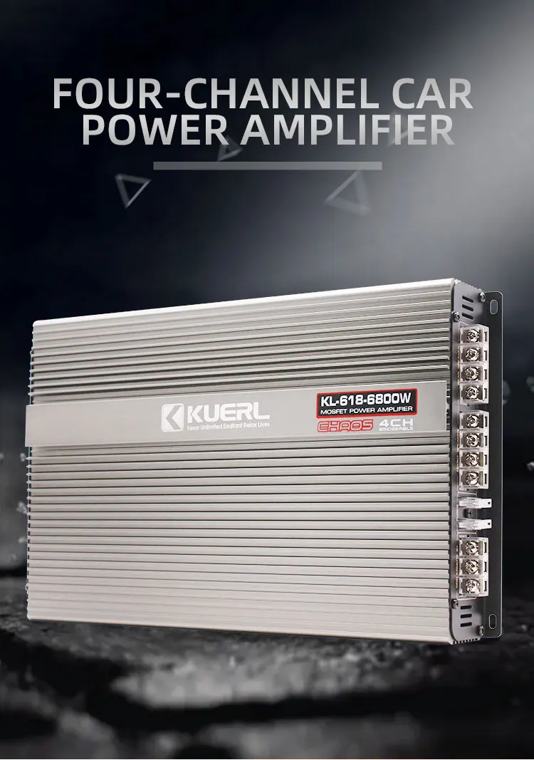 Class AB 4 Channel Full Range Amplifier KL-618 High Quality RMS 60W*4@4Ω /80W*4@2Ω Brushed aluminum alloy Car Sound Amplififier