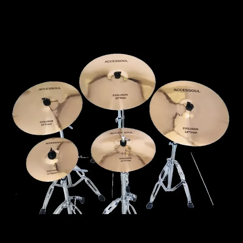 6 Piece B10 Bronze Cymbal Set 10 14 16 18 20 Inch Chinese Crash Ride Hi Hat Drum Kit Accessories for Beginners Practice