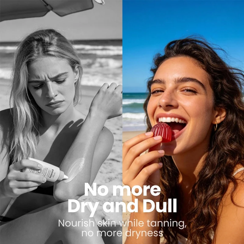 Ladies' black gummies, containing astaxanthin, beta carotene, lycopene, collagen, and hyaluronic acid, non GMO